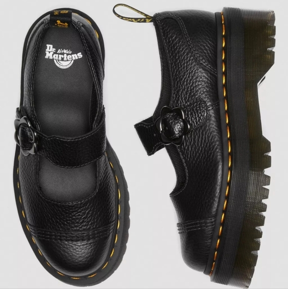 Dr. Martens Addina Flower Buckle Leather Platform Mary Jane Shoes - Picture 8 of 12